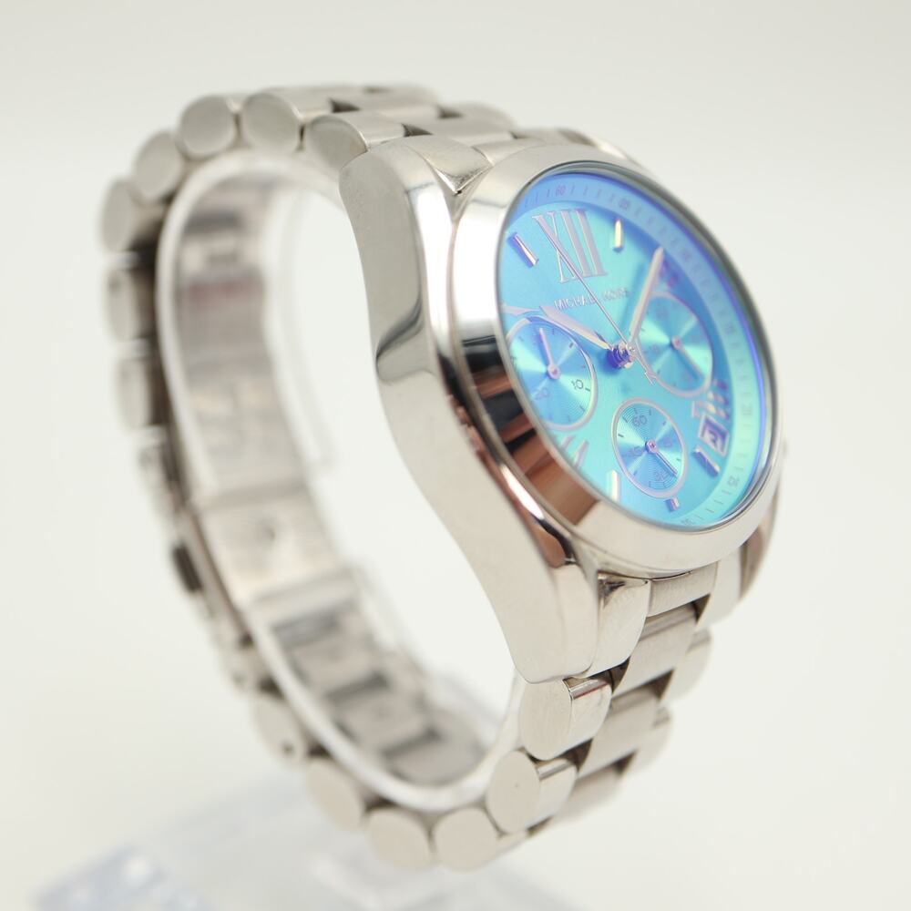 Michael Kors Bradshaw Silver Tone 37mm Chronograph Watch MK6197 w New Battery - Picture 9 of 12